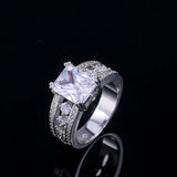 Geometric CZ Crystal Wedding Ring Pretty Pattern Band