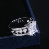Geometric CZ Crystal Wedding Ring Pretty Pattern Band
