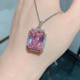 Geometric Emerald Paraiba Tourmaline Silver Necklace for Women