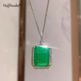 Geometric Emerald Paraiba Tourmaline Silver Necklace for Women
