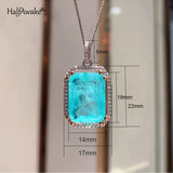 Geometric Emerald Paraiba Tourmaline Silver Necklace for Women