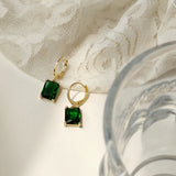 Green Crystal Drop Earrings Zircon Long Girls Party Jewelry