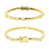 Geometric Square Zirconia Tennis Bracelet for Women with Plated Chain