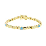 Geometric Square Zirconia Tennis Bracelet for Women with Plated Chain