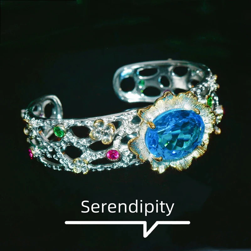 Vintage Exaggerated Oval Zircon Bracelet for Women