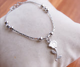 Classic Girl Silver Rose Pendant Bracelet-925 Sterling Silver Bracelet for Women