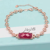 Glamour Bracelet Women 585 Purple 14K Rose Inlaid Ruby Engagement Jewelry