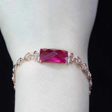 Glamour Bracelet Women 585 Purple 14K Rose Inlaid Ruby Engagement Jewelry