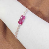 Purple Plated Rose Gold Ruby Bracelet for Women
