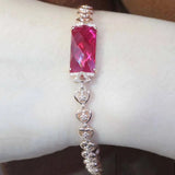 Glamour Bracelet 585 Purple Plated 14K Rose Ruby Engagement Jewelry