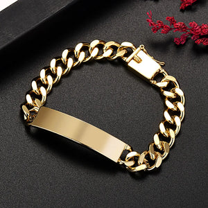 Men's Copper Cuban Chain Bracelet High Glossy Wrist Jewelry