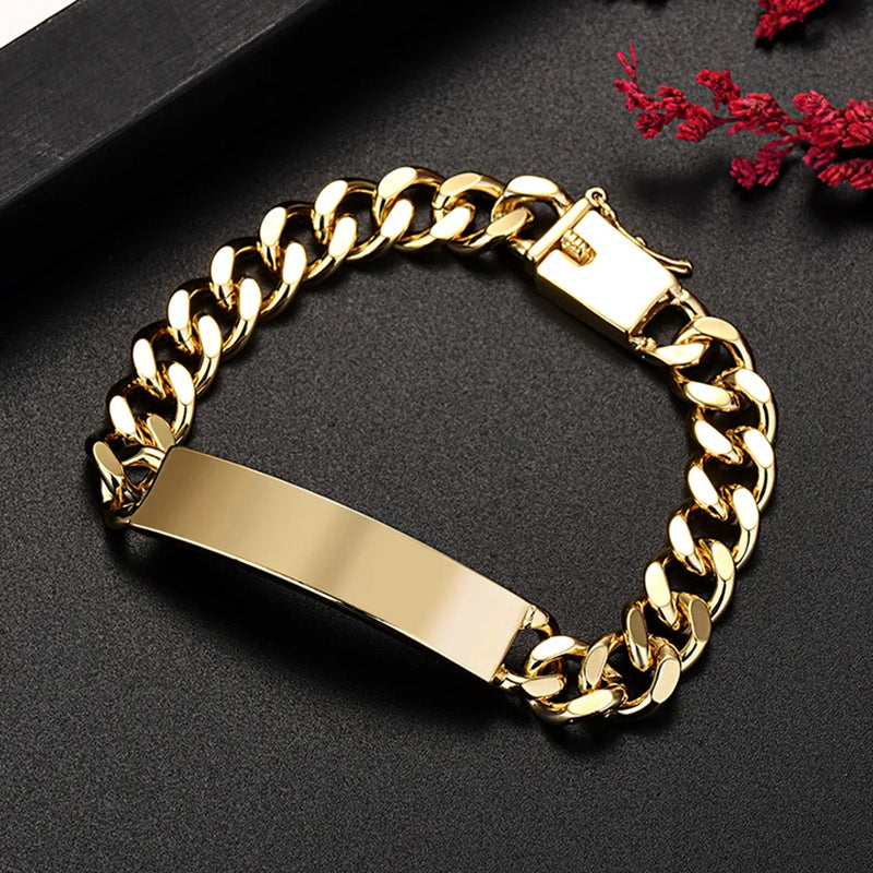 Men's Copper Cuban Chain Bracelet High Glossy Wrist Jewelry