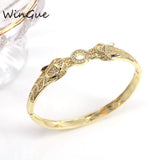 Copper Zircon Leopard Open Cuff Bangle for Women