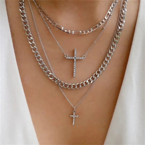 Vintage Silver Geometric Pendant Necklace for Women