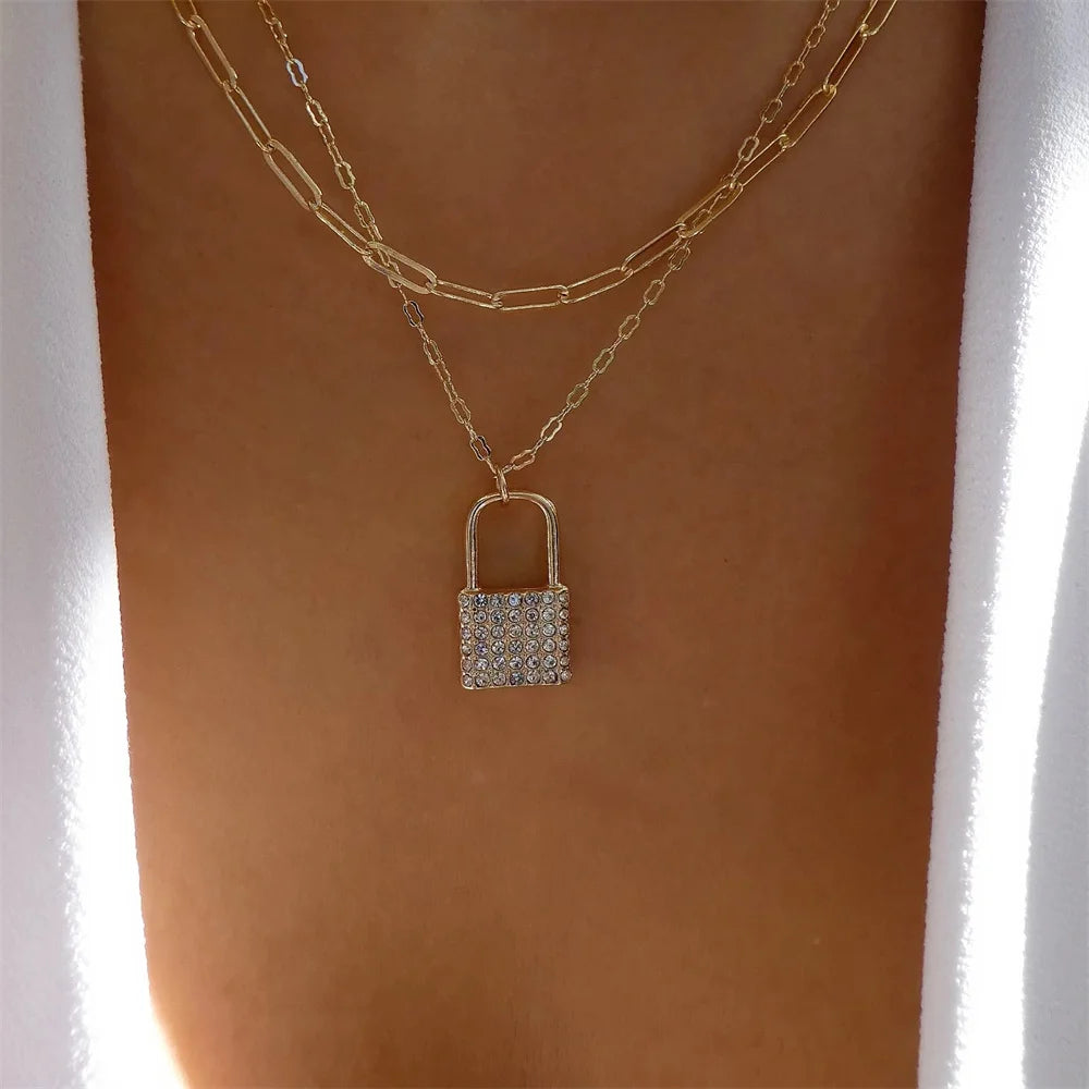 Vintage Silver Geometric Pendant Necklace for Women