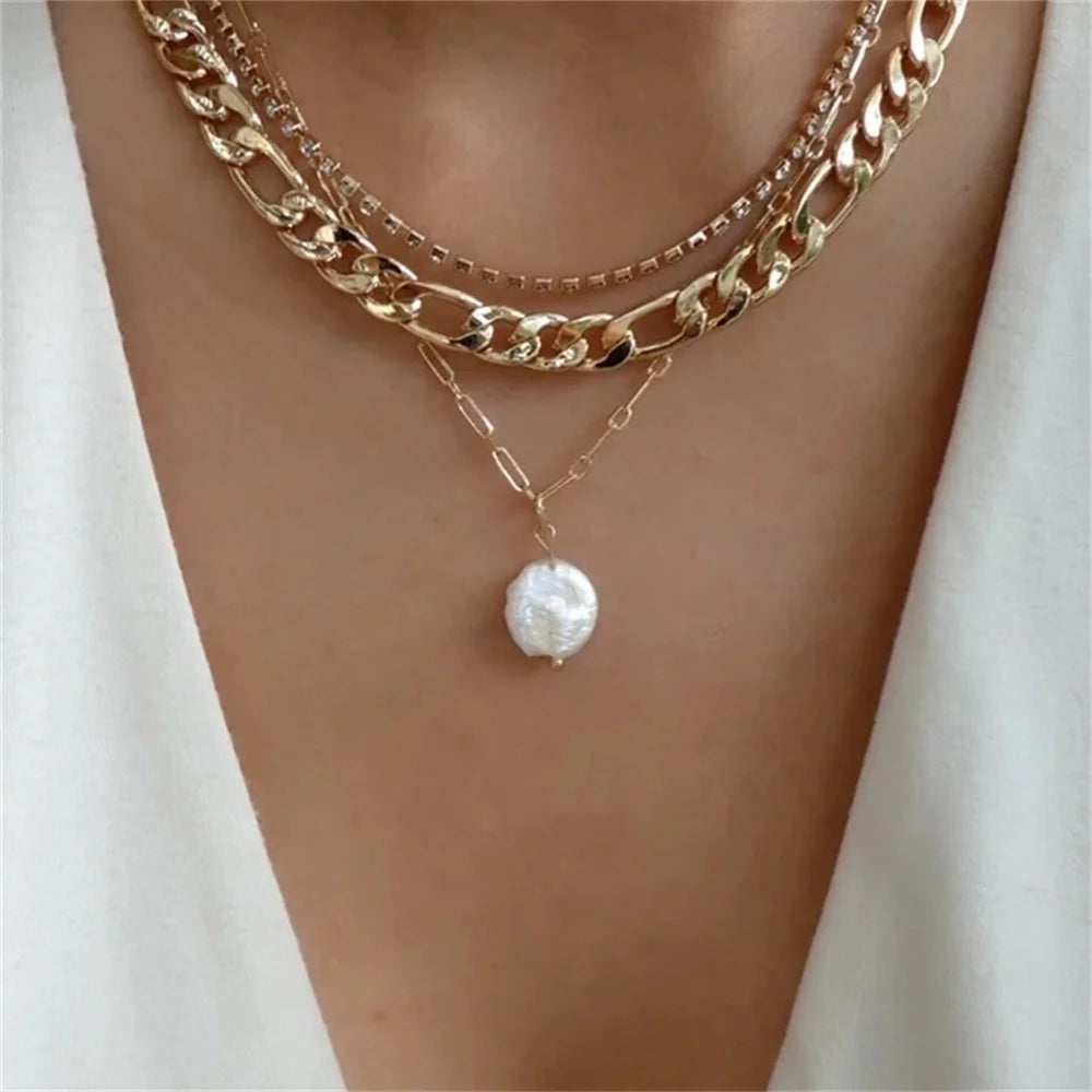 Vintage Silver Geometric Pendant Necklace for Women