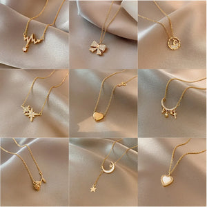 Heart Pendant Necklace Crystal Pearl Beads