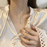 Heart Pendant Necklace Crystal Pearl Beads