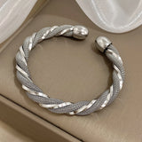 Stainless Steel Cuff Bracelet Twisted Spiral Bangle Party Jewelry Gift