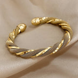 Stainless Steel Cuff Bracelet Twisted Spiral Bangle Party Jewelry Gift
