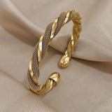 Stainless Steel Cuff Bracelet Twisted Spiral Bangle Party Jewelry Gift