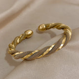 Stainless Steel Cuff Bracelet Twisted Spiral Bangle Party Jewelry Gift
