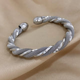 Stainless Steel Cuff Bracelet Twisted Spiral Bangle Party Jewelry Gift