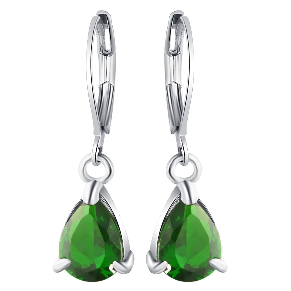 Water Drop Shape CZ Earrings Vintage Bridal Wedding Jewelry