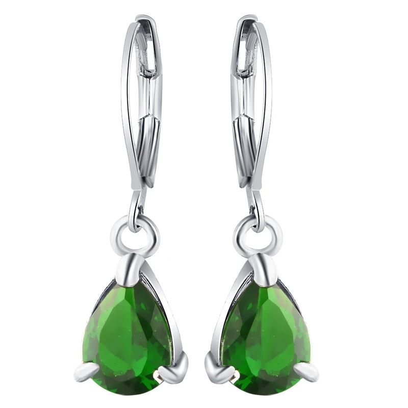 Water Drop Shape CZ Earrings Vintage Bridal Wedding Jewelry