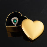 Golden Heart Shape Jewelry Box for Women - Trinket Storage Organizer Chest
