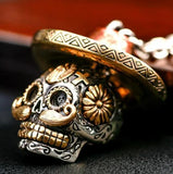 Gothic Men's Straw Hat Skull Punk Necklace