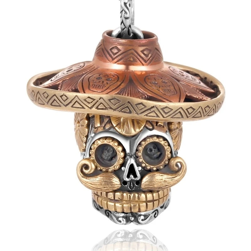 Gothic Men's Straw Hat Skull Punk Necklace