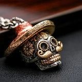 Gothic Men's Straw Hat Skull Punk Necklace