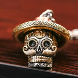 Gothic Men's Straw Hat Skull Punk Necklace