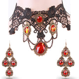 Classic Gothic Tattoo Lace Choker Women Necklace Set