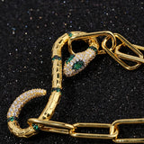 Green Eye Snake Style Bangle Chain Bracelet Gift