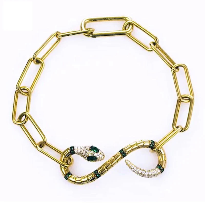 Green Eye Snake Style Bangle Chain Bracelet Gift