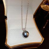 Grey Pearl Pendant Silver Cubic Zircon Necklace for Women