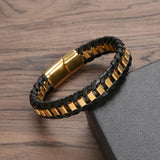 Men's Stainless Steel Leather Bracelet