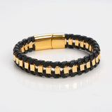 Men's Stainless Steel Leather Bracelet