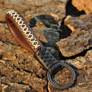 Hand-knit Leather Keychain Couple Key Ring Pendant