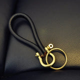 Copper Brass Auto Keyring Holder Real Leather Cowhide Rope Keychain