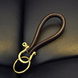 Copper Brass Auto Keyring Holder Real Leather Cowhide Rope Keychain