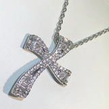 Hip Hop Big Cross Pendant 925 Silver Zircon Necklace Vintage Wedding Jewelry