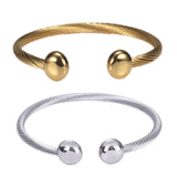 Healthy Stainless Steel Cuff Bangles Cable Ball Charm Bracelet Vintage Sporty