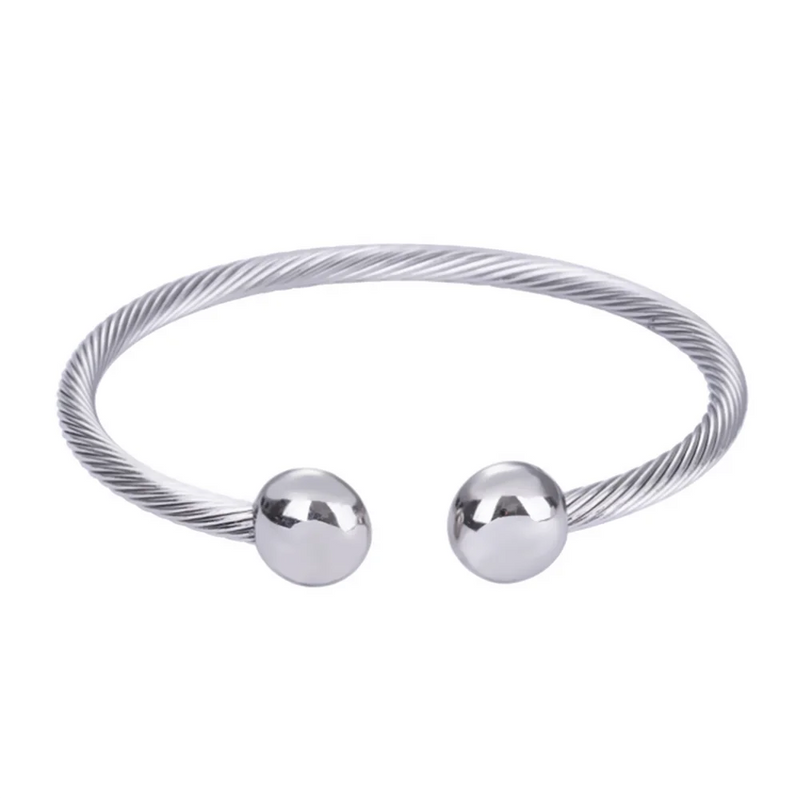Healthy Stainless Steel Cuff Bangles Cable Ball Charm Bracelet Vintage Sporty