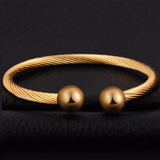 Healthy Stainless Steel Cuff Bangles Cable Ball Charm Bracelet Vintage Sporty
