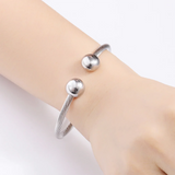 Healthy Stainless Steel Cuff Bangles Cable Ball Charm Bracelet Vintage Sporty