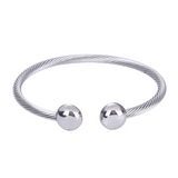 Healthy Stainless Steel Cuff Bangles Cable Ball Charm Bracelet Vintage Sporty