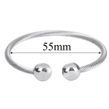 Healthy Stainless Steel Cuff Bangles Cable Ball Charm Bracelet Vintage Sporty